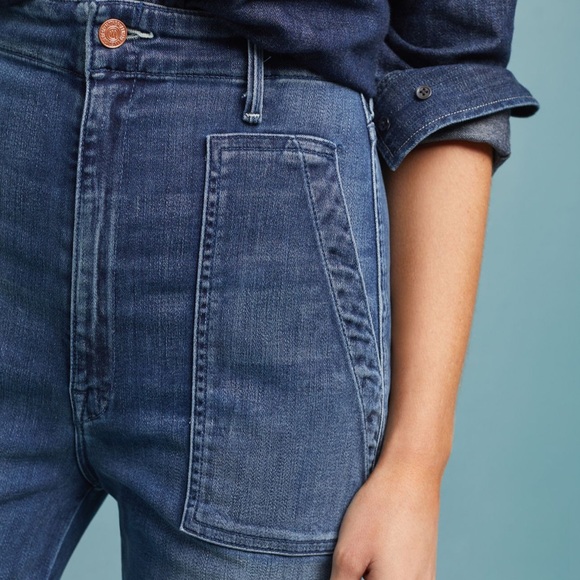 MOTHER DENIM THE PATCH POCKET GREASER JEANS Cropped Wide Leg- Everything We Keep - Picture 11 of 16